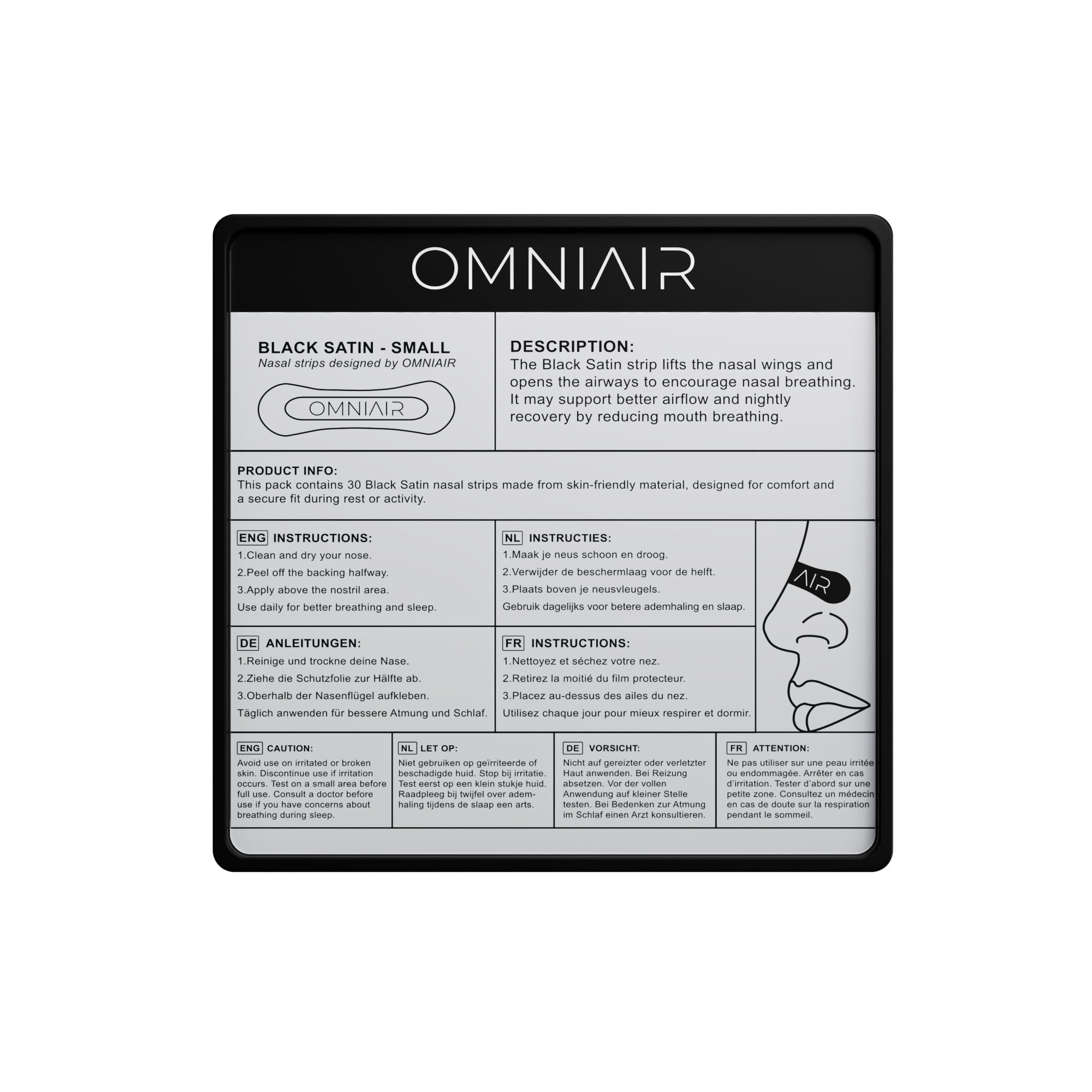 Small Black Satin Nasal strips - Omniair